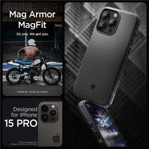 Etui Spigen Mag Armor z MagSafe na iPhone 15 Pro - czarny mat Etui Spigen Mag Armor z MagSafe na iPhone 15 Pro - czarny mat