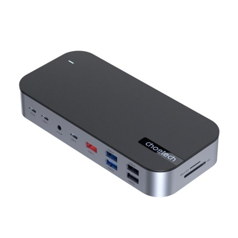 HUB Choetech M52 USB-C - USB-C PD/USB-C/USB-A/HDMI/VGA/DP/SD/TF/RJ45/AUX - szary HUB Choetech M52 USB-C - USB-C PD/USB-C/USB-A/HDMI/VGA/DP/SD/TF/RJ45/AUX - szary