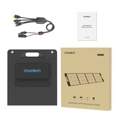 Ładowarka solarna Choetech SC016 300W MC4 + kabel MC4 do XT60 / APP / DC5521 / DC7909 - czarna Ładowarka solarna Choetech SC016 300W MC4 + kabel MC4 do XT60 / APP / DC5521 / DC7909 - czarna