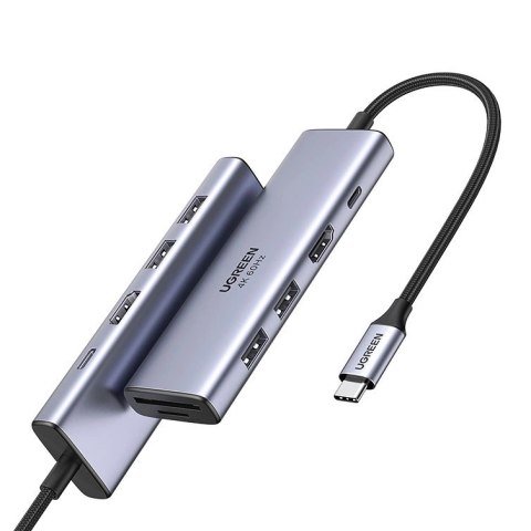 Ugreen 6w1 wielofunkcyjny HUB USB Typ C - 2x USB 3.2 Gen 1 / HDMI 4K 60Hz / czytnik kart SD i TF / USB Typ C PD 100W szary (6038 Ugreen 6w1 wielofunkcyjny HUB USB Typ C - 2x USB 3.2 Gen 1 / HDMI 4K 60Hz / czytnik kart SD i TF / USB Typ C PD 100W szary (6038
