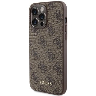 Etui Guess 4G Metal Gold Logo na iPhone 15 Pro Max - brązowe