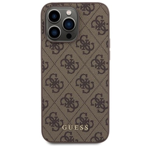 Etui Guess 4G Metal Gold Logo na iPhone 15 Pro Max - brązowe