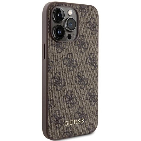 Etui Guess 4G Metal Gold Logo na iPhone 15 Pro Max - brązowe