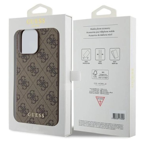 Etui Guess 4G Metal Gold Logo na iPhone 15 Pro Max - brązowe
