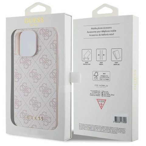 Etui Guess 4G Metal Gold Logo na iPhone 15 Pro Max - różowe