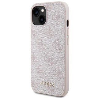 Etui Guess 4G Metal Gold Logo na iPhone 15 - różowe