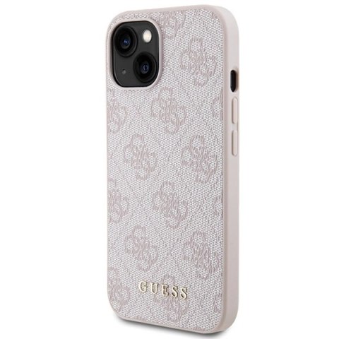 Etui Guess 4G Metal Gold Logo na iPhone 15 - różowe
