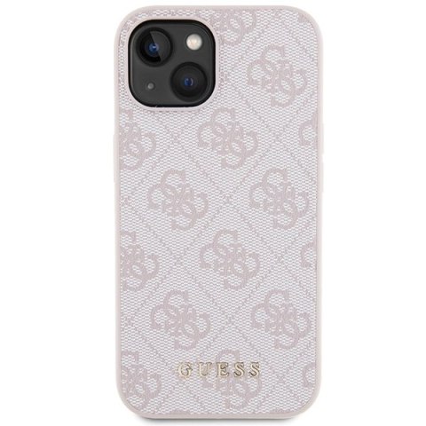 Etui Guess 4G Metal Gold Logo na iPhone 15 - różowe