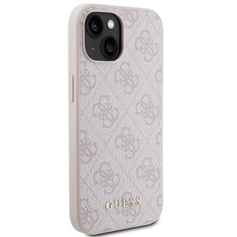 Etui Guess 4G Metal Gold Logo na iPhone 15 - różowe