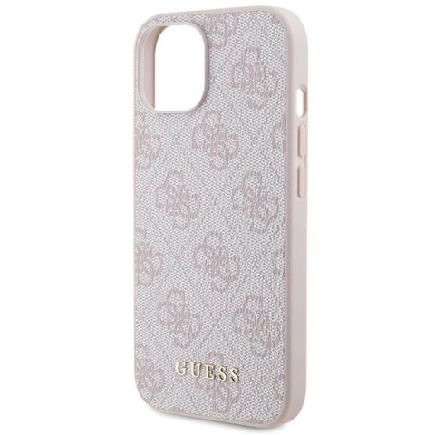 Etui Guess 4G Metal Gold Logo na iPhone 15 - różowe