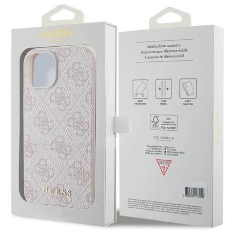 Etui Guess 4G Metal Gold Logo na iPhone 15 - różowe