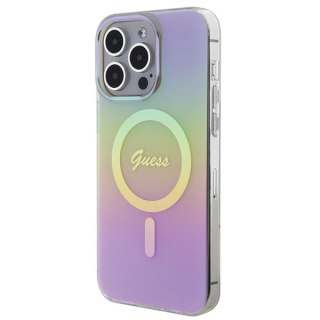 Etui Guess IML Iridescent MagSafe na iPhone 15 Pro - różowe