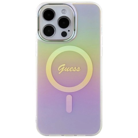 Etui Guess IML Iridescent MagSafe na iPhone 15 Pro - różowe