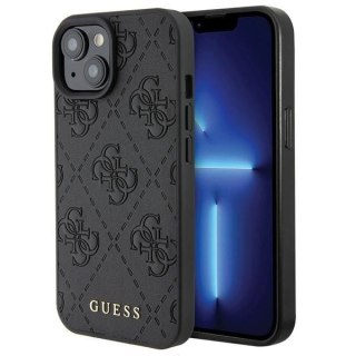 Etui Guess Leather 4G Stamped na iPhone 15 - czarne