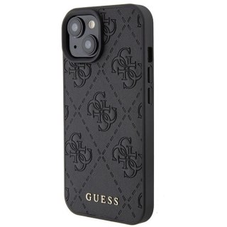 Etui Guess Leather 4G Stamped na iPhone 15 - czarne