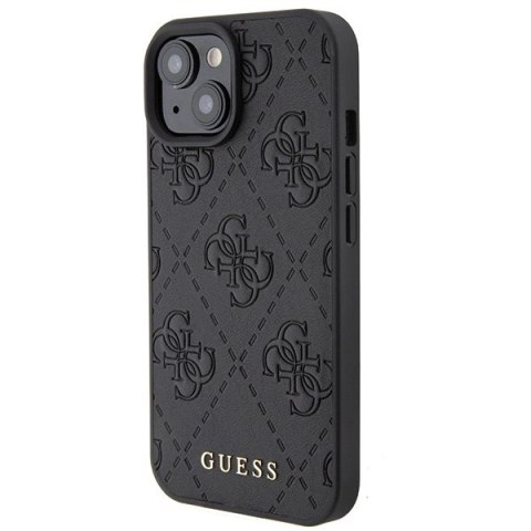 Etui Guess Leather 4G Stamped na iPhone 15 - czarne