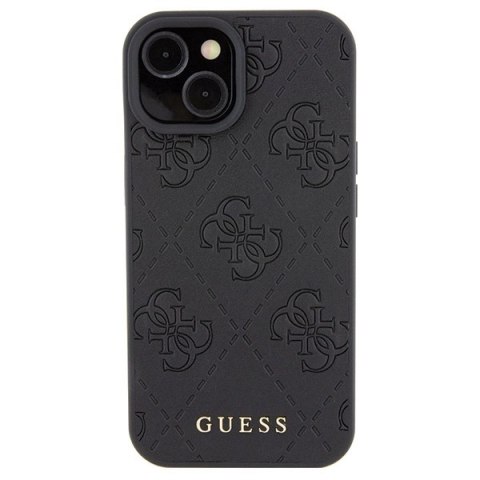 Etui Guess Leather 4G Stamped na iPhone 15 - czarne