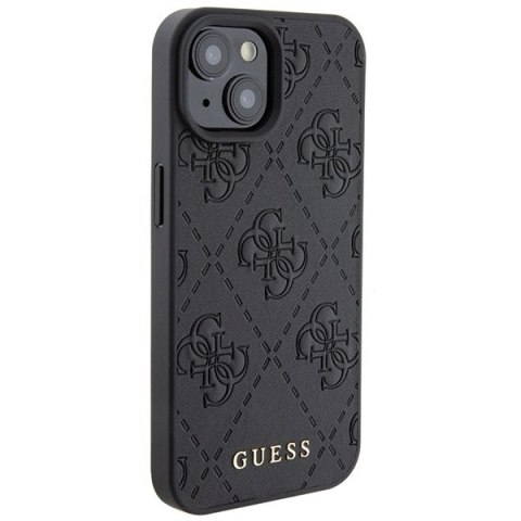 Etui Guess Leather 4G Stamped na iPhone 15 - czarne