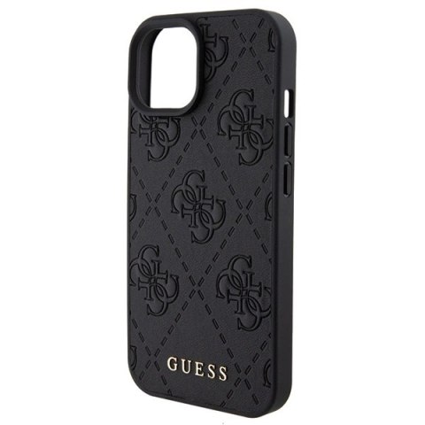 Etui Guess Leather 4G Stamped na iPhone 15 - czarne