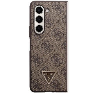 Etui Guess Leather 4G Triangle Strass na Samsung Galaxy Z Fold 5 - brązowe
