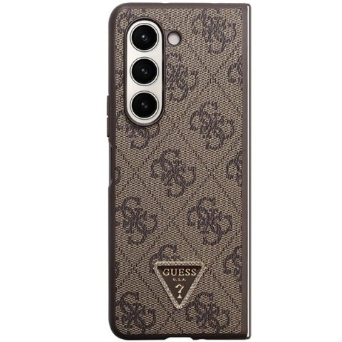 Etui Guess Leather 4G Triangle Strass na Samsung Galaxy Z Fold 5 - brązowe
