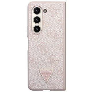 Etui Guess Leather 4G Triangle Strass na Samsung Galaxy Z Fold 5 - różowe