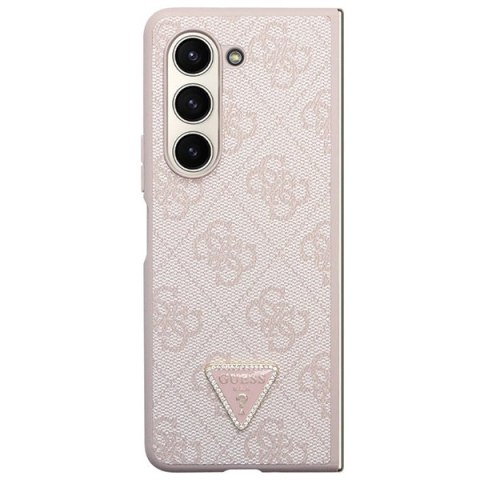 Etui Guess Leather 4G Triangle Strass na Samsung Galaxy Z Fold 5 - różowe