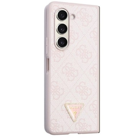 Etui Guess Leather 4G Triangle Strass na Samsung Galaxy Z Fold 5 - różowe
