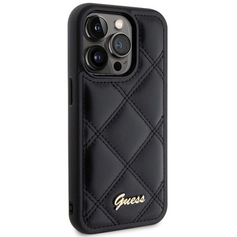 Etui Guess Quilted Metal Logo na iPhone 15 Pro - czarne