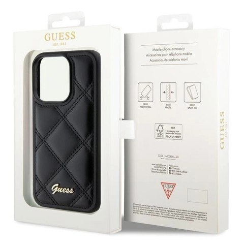 Etui Guess Quilted Metal Logo na iPhone 15 Pro - czarne