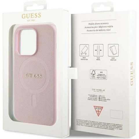 Etui Guess Saffiano MagSafe na iPhone 14 Pro Max - różowe