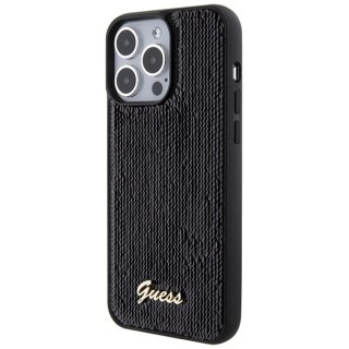 Etui Guess Sequin Script Metal na iPhone 15 Pro Max - czarne