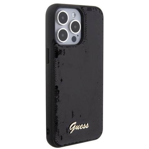 Etui Guess Sequin Script Metal na iPhone 15 Pro Max - czarne