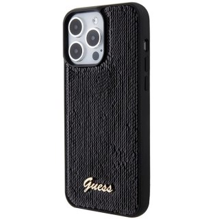 Etui Guess Sequin Script Metal na iPhone 15 Pro - czarne