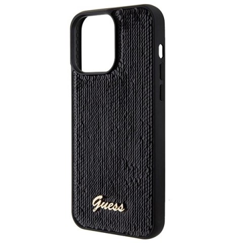 Etui Guess Sequin Script Metal na iPhone 15 Pro - czarne