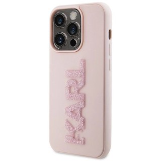 Etui Karl Lagerfeld 3D Rubber Glitter Logo na iPhone 15 Pro Max - różowe