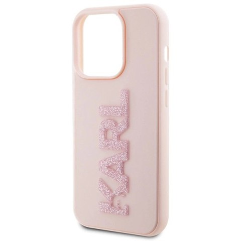 Etui Karl Lagerfeld 3D Rubber Glitter Logo na iPhone 15 Pro Max - różowe