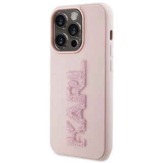 Etui Karl Lagerfeld 3D Rubber Glitter Logo na iPhone 15 Pro - różowe