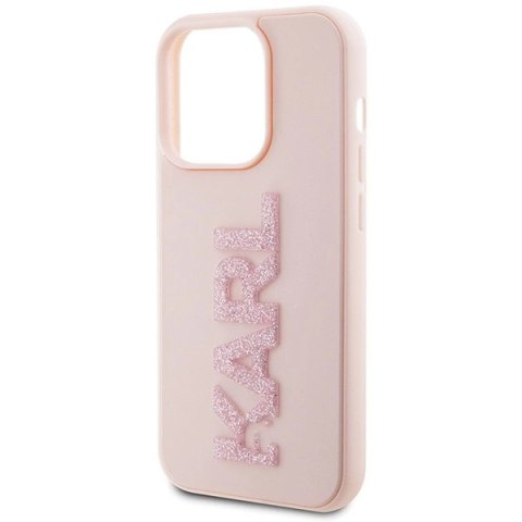 Etui Karl Lagerfeld 3D Rubber Glitter Logo na iPhone 15 Pro - różowe Etui Karl Lagerfeld 3D Rubber Glitter Logo na iPhone 15 Pro - różowe