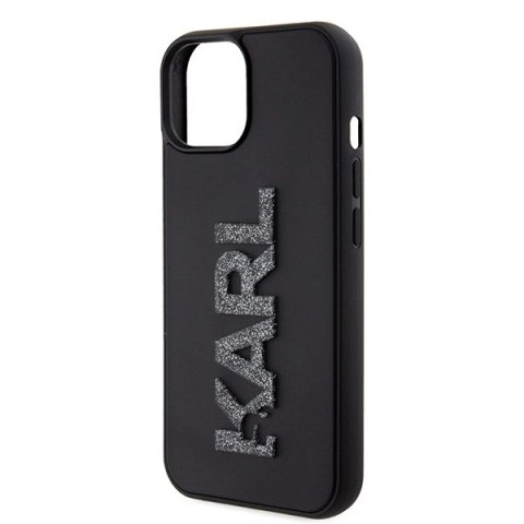 Etui Karl Lagerfeld 3D Rubber Glitter Logo na iPhone 15 - czarne Etui Karl Lagerfeld 3D Rubber Glitter Logo na iPhone 15 - czarne