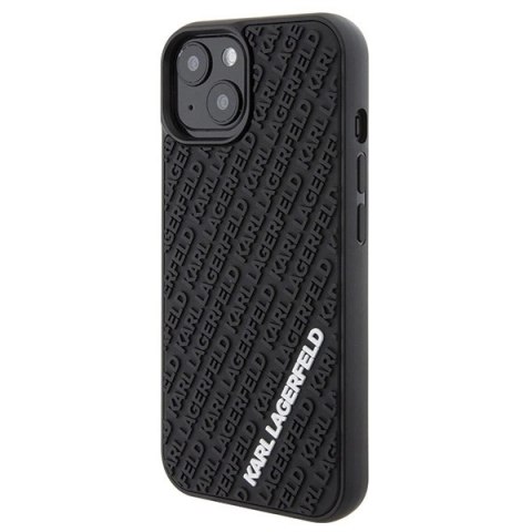 Etui Karl Lagerfeld 3D Rubber Multi Logo na iPhone 15 - czarne Etui Karl Lagerfeld 3D Rubber Multi Logo na iPhone 15 - czarne