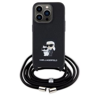 Etui Karl Lagerfeld Crossbody Saffiano Metal Pin Karl&Choupette na iPhone 15 Pro - czarne