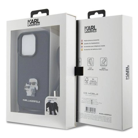 Etui Karl Lagerfeld Crossbody Saffiano Metal Pin Karl&Choupette na iPhone 15 Pro - czarne Etui Karl Lagerfeld Crossbody Saffiano Metal Pin Karl&Choupette na iPhone 15 Pro - czarne