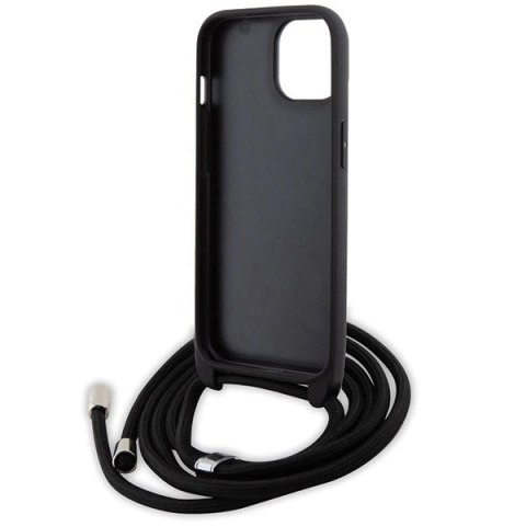 Etui Karl Lagerfeld Crossbody Saffiano Metal Pin Karl&Choupette na iPhone 15 - czarne Etui Karl Lagerfeld Crossbody Saffiano Metal Pin Karl&Choupette na iPhone 15 - czarne