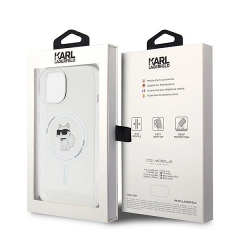 Etui Karl Lagerfeld IML Choupette MagSafe na iPhone 15 - przezroczyste Etui Karl Lagerfeld IML Choupette MagSafe na iPhone 15 - przezroczyste