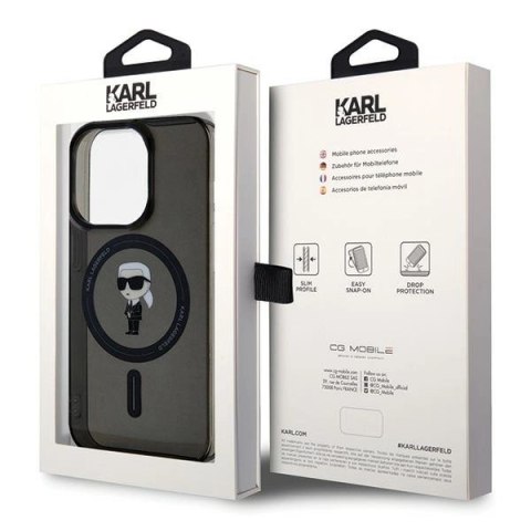 Etui Karl Lagerfeld IML Ikonik MagSafe na iPhone 15 Pro - czarne Etui Karl Lagerfeld IML Ikonik MagSafe na iPhone 15 Pro - czarne