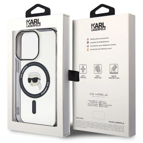 Etui Karl Lagerfeld IML Karl's Head MagSafe na iPhone 15 Pro - przezroczyste Etui Karl Lagerfeld IML Karl's Head MagSafe na iPhone 15 Pro - przezroczyste