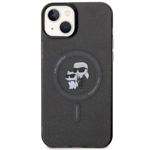 Etui Karl Lagerfeld Karl&Choupette Glitter MagSafe na iPhone 15 Plus - czarne Etui Karl Lagerfeld Karl&Choupette Glitter MagSafe na iPhone 15 Plus - czarne