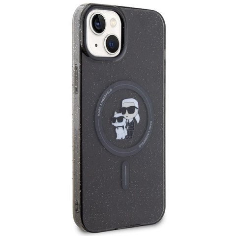 Etui Karl Lagerfeld Karl&Choupette Glitter MagSafe na iPhone 15 Plus - czarne Etui Karl Lagerfeld Karl&Choupette Glitter MagSafe na iPhone 15 Plus - czarne