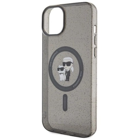 Etui Karl Lagerfeld Karl&Choupette Glitter MagSafe na iPhone 15 Plus - czarne Etui Karl Lagerfeld Karl&Choupette Glitter MagSafe na iPhone 15 Plus - czarne